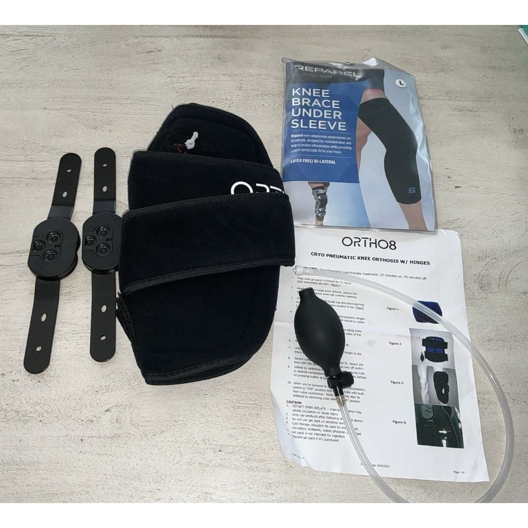 Ortho8 Cryo Pneumatic Knee Orthosis With Hinges - With Gel & Under Sleeve New