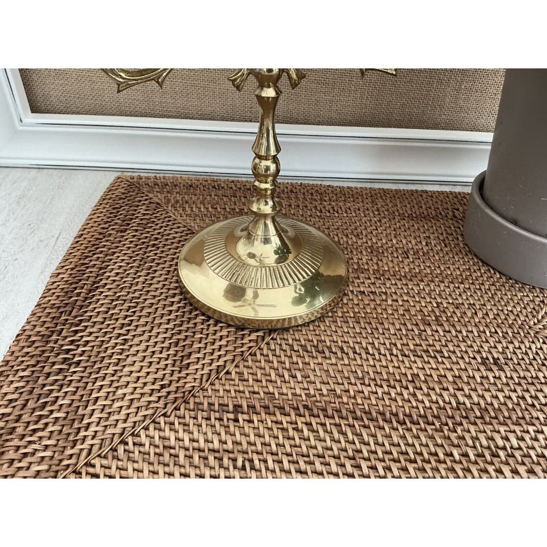 Stunning Vintage Brass Scale Ornate Candelabra Holder - Thumbnail 2