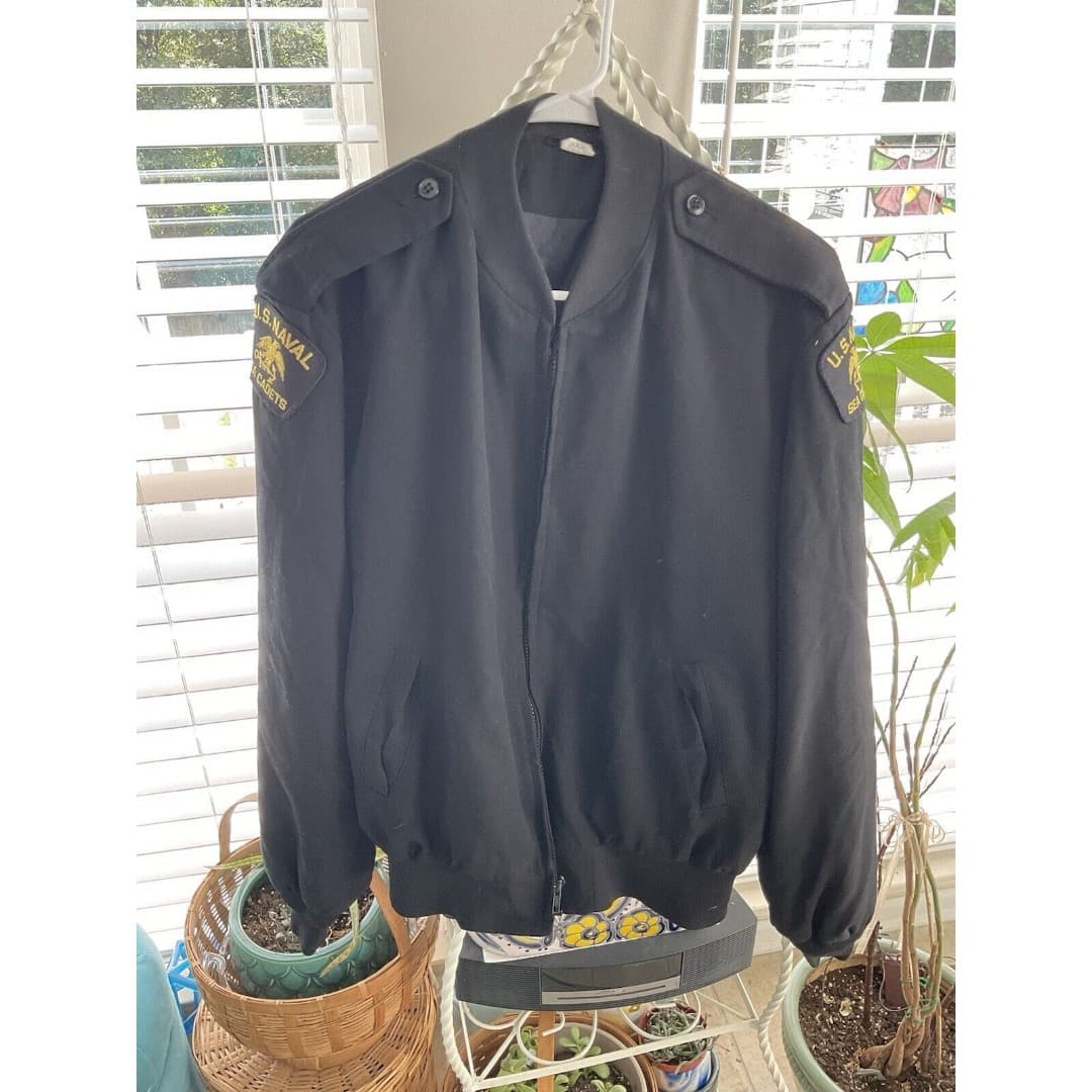 Neptune Garment Jacket Men Large Black Wool Thinsulate US Naval Sea Cadet Bomber - Thumbnail 2