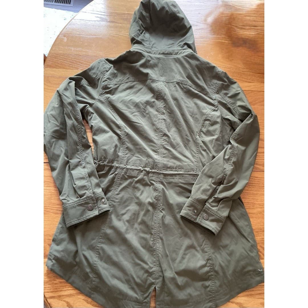L.L.Bean Jacket Womens Med Green Hooded Utility Anorak Drawstring Waist Lined - Thumbnail 6