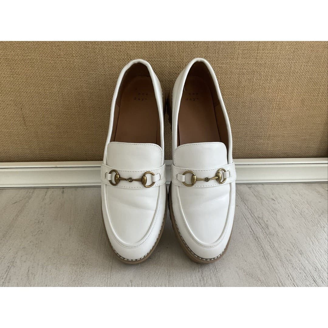 A New Day Women's Size 8 1/2 White Nautical Loafer Shoes