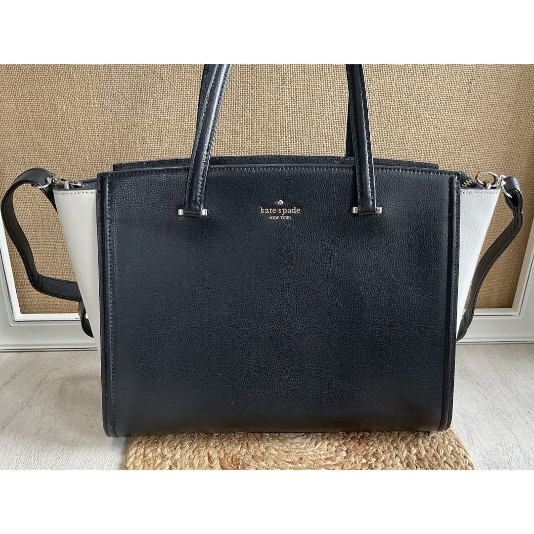 Kate Spade Black/White Geraldine Satchel Handbag With Crossbody Strap - Thumbnail 2