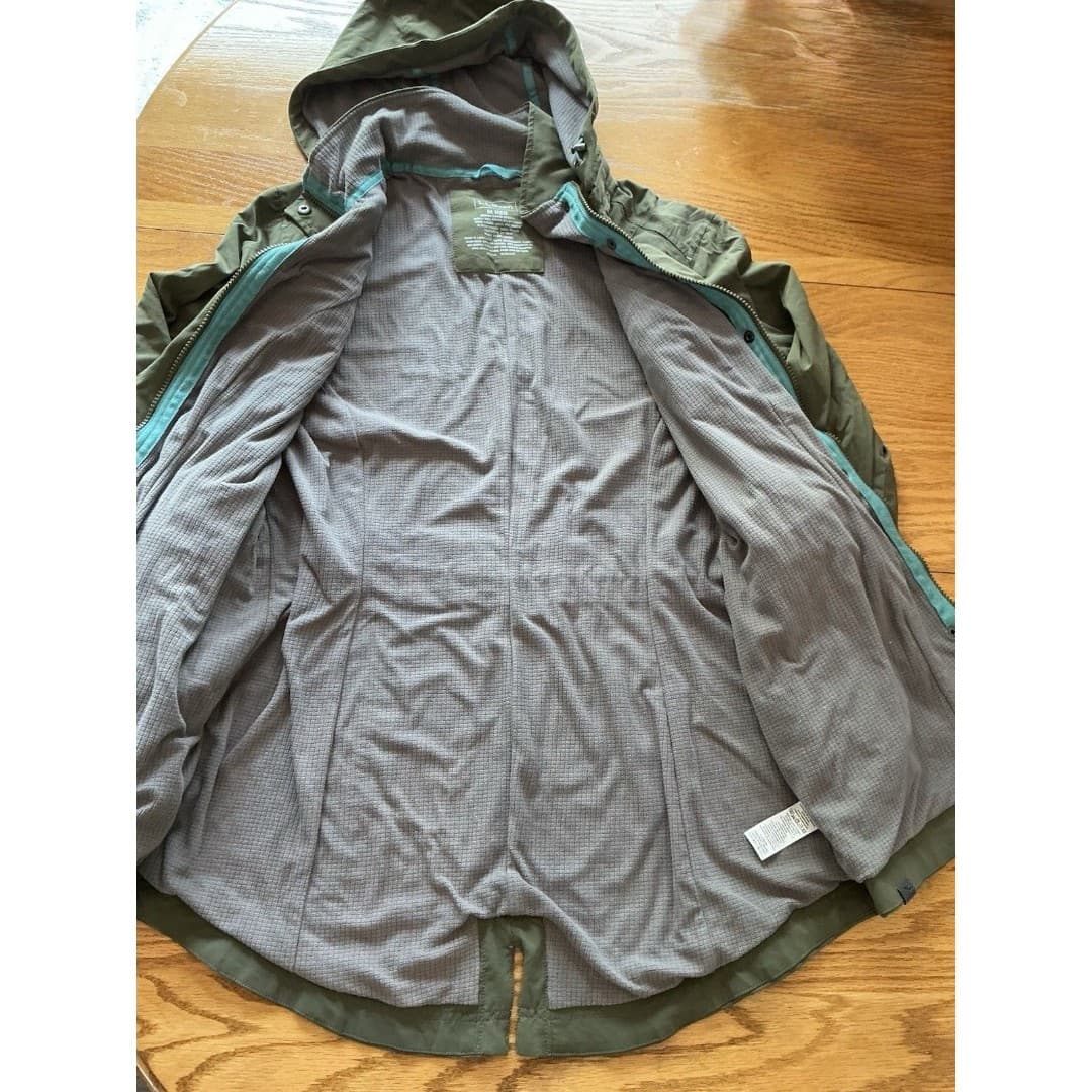 L.L.Bean Jacket Womens Med Green Hooded Utility Anorak Drawstring Waist Lined - Thumbnail 4