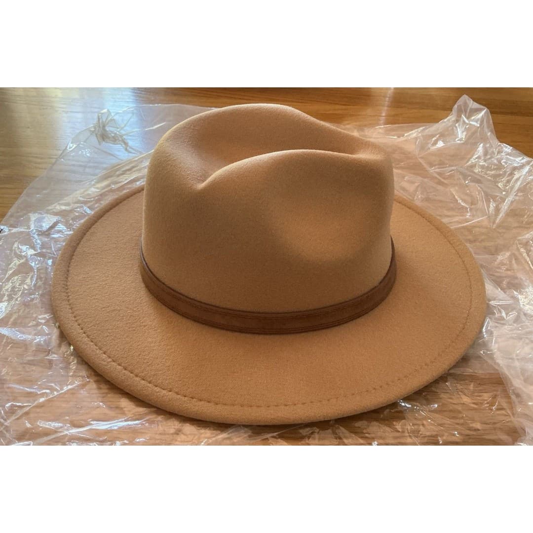 Lanzom Kids Fedora Camel Boy Girls Felt Hat Wool Blend Panama Cap Buckle NEW - Thumbnail 5