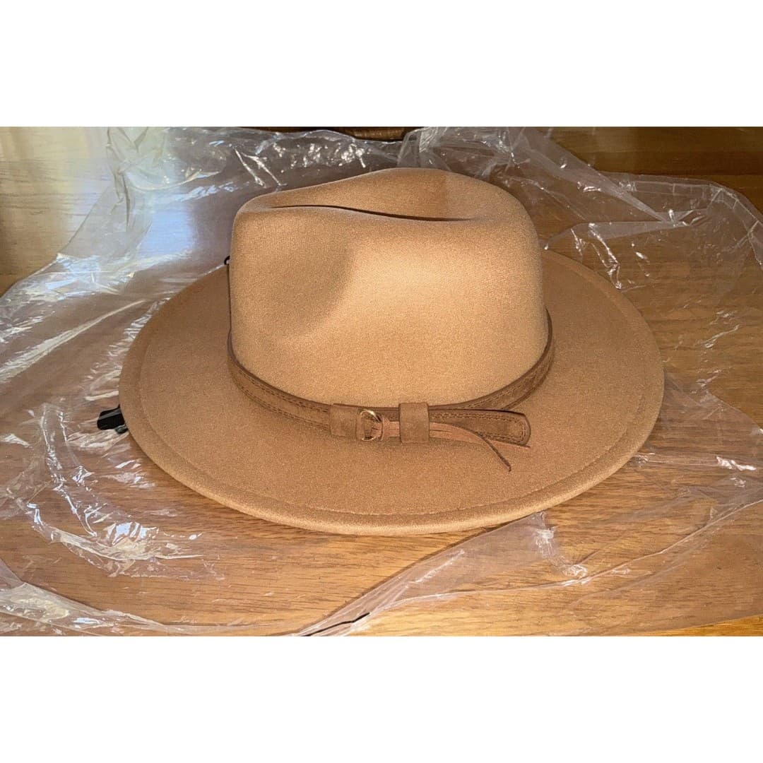 Lanzom Kids Fedora Camel Boy Girls Felt Hat Wool Blend Panama Cap Buckle NEW - Thumbnail 3