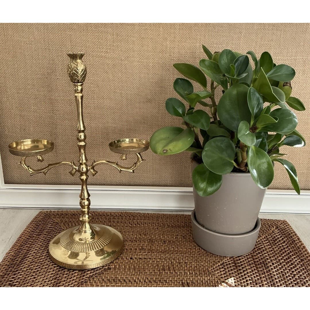 Stunning Vintage Brass Scale Ornate Candelabra Holder
