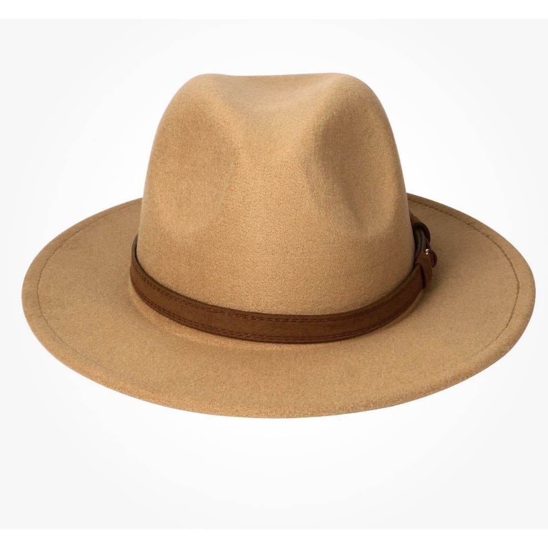 Lanzom Kids Fedora Camel Boy Girls Felt Hat Wool Blend Panama Cap Buckle NEW - Thumbnail 8