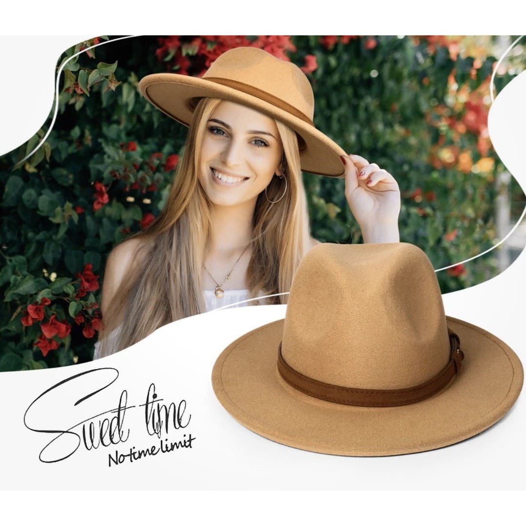 Lanzom Kids Fedora Camel Boy Girls Felt Hat Wool Blend Panama Cap Buckle NEW - Thumbnail 2