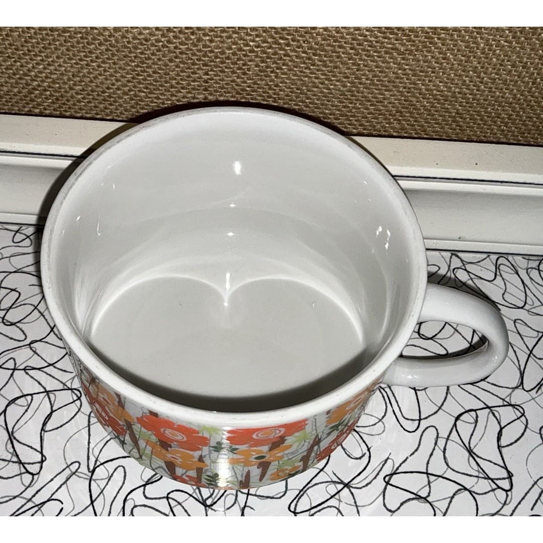 Vintage Retro Orange and Yellow Japan Floral Coffee/soup mug - Thumbnail 3