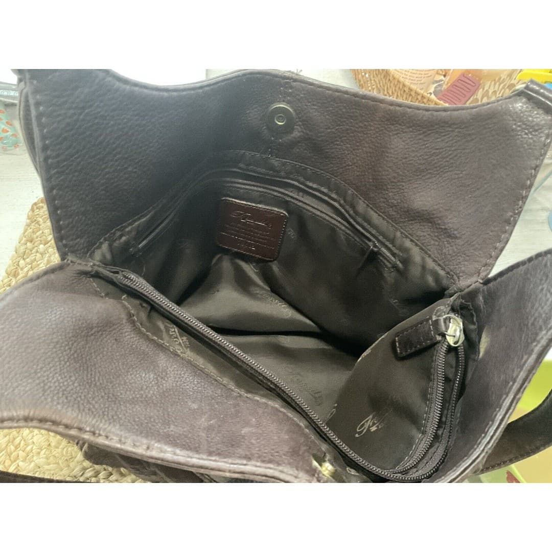 Vintage Fossil Brown Leather Handbag - Thumbnail 5