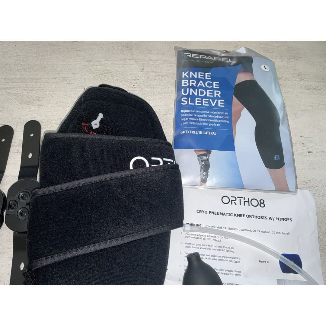 Ortho8 Cryo Pneumatic Knee Orthosis With Hinges - With Gel & Under Sleeve New - Thumbnail 3
