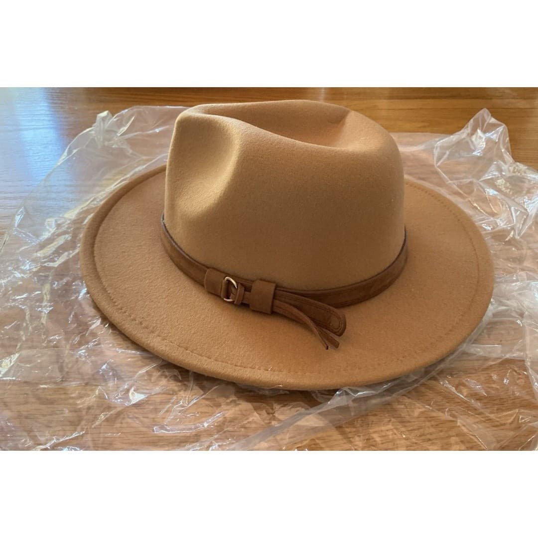 Lanzom Kids Fedora Camel Boy Girls Felt Hat Wool Blend Panama Cap Buckle NEW - Thumbnail 4