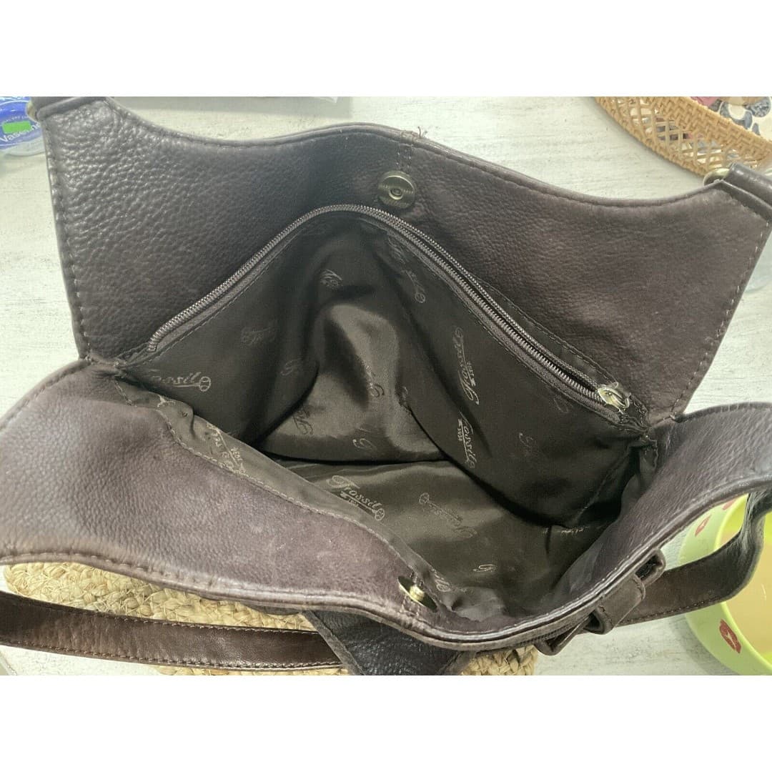 Vintage Fossil Brown Leather Handbag - Thumbnail 6