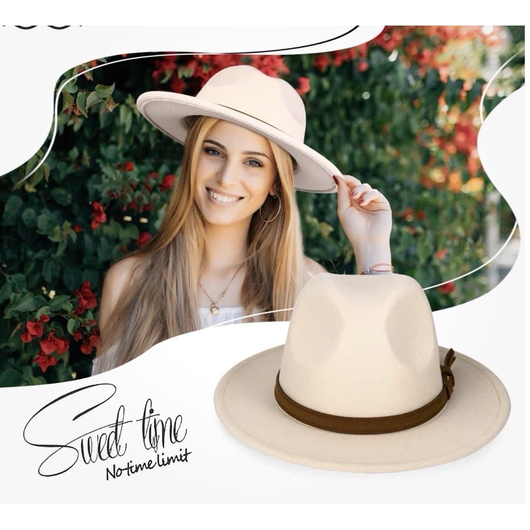 Lanzom Kids Fedora Camel Boy Girls Felt Hat Wool Blend Panama Cap Buckle NEW - Thumbnail 9