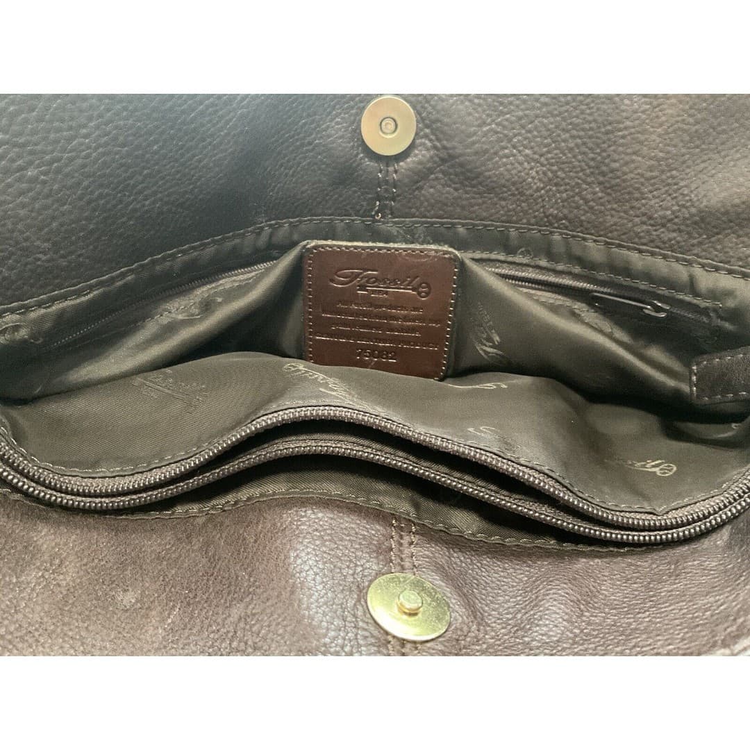 Vintage Fossil Brown Leather Handbag - Thumbnail 7