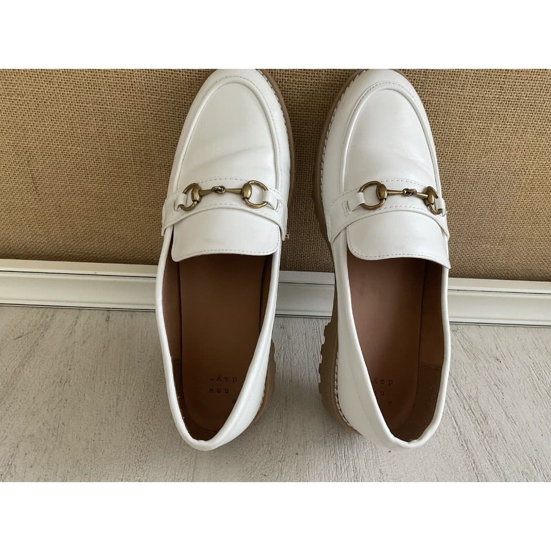 A New Day Women's Size 8 1/2 White Nautical Loafer Shoes - Thumbnail 6