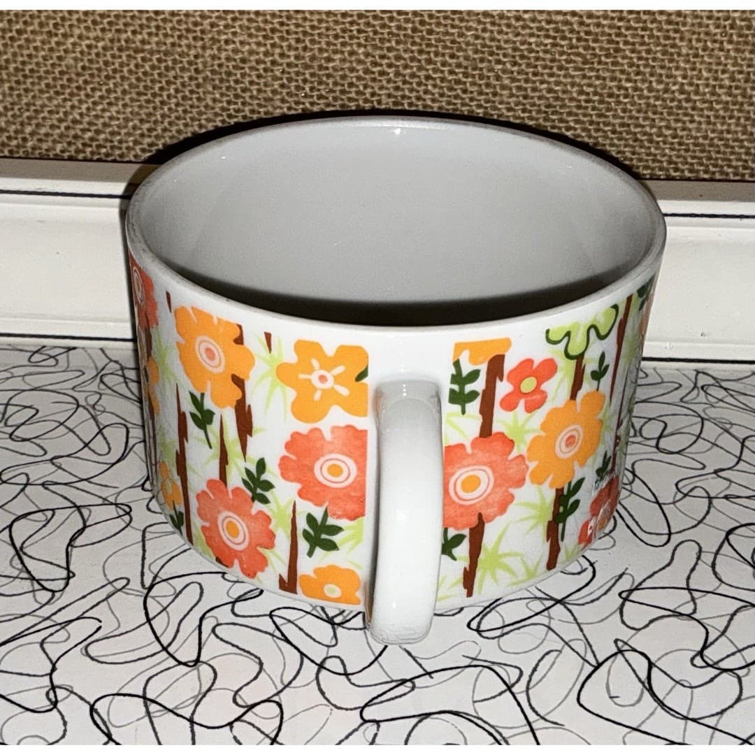 Vintage Retro Orange and Yellow Japan Floral Coffee/soup mug - Thumbnail 4