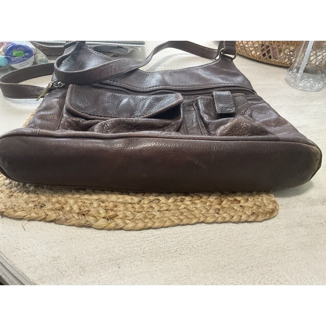 Vintage Fossil Brown Leather Handbag - Thumbnail 4