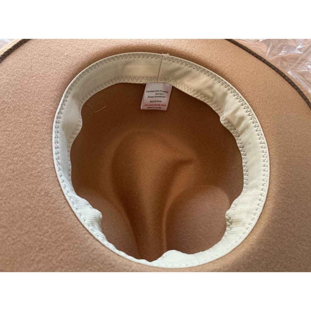 Lanzom Kids Fedora Camel Boy Girls Felt Hat Wool Blend Panama Cap Buckle NEW - Thumbnail 6