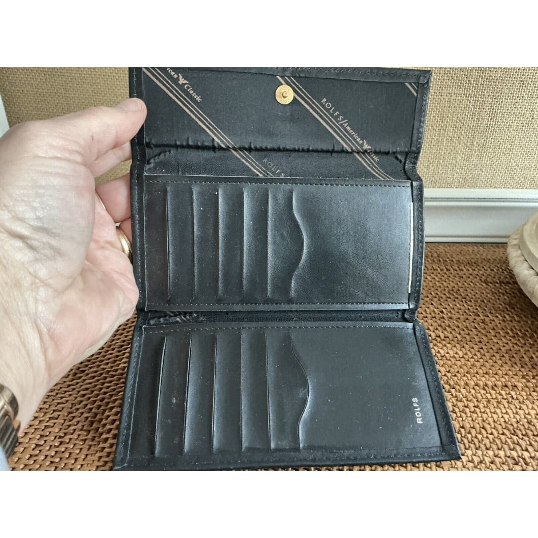 Vintage Rolfs Black Wallet Cowhide Leather Wallet - Thumbnail 3