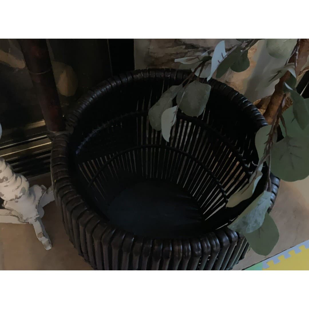 Vintage Large Bamboo/Rattan Basket With Handle MCM - Thumbnail 5