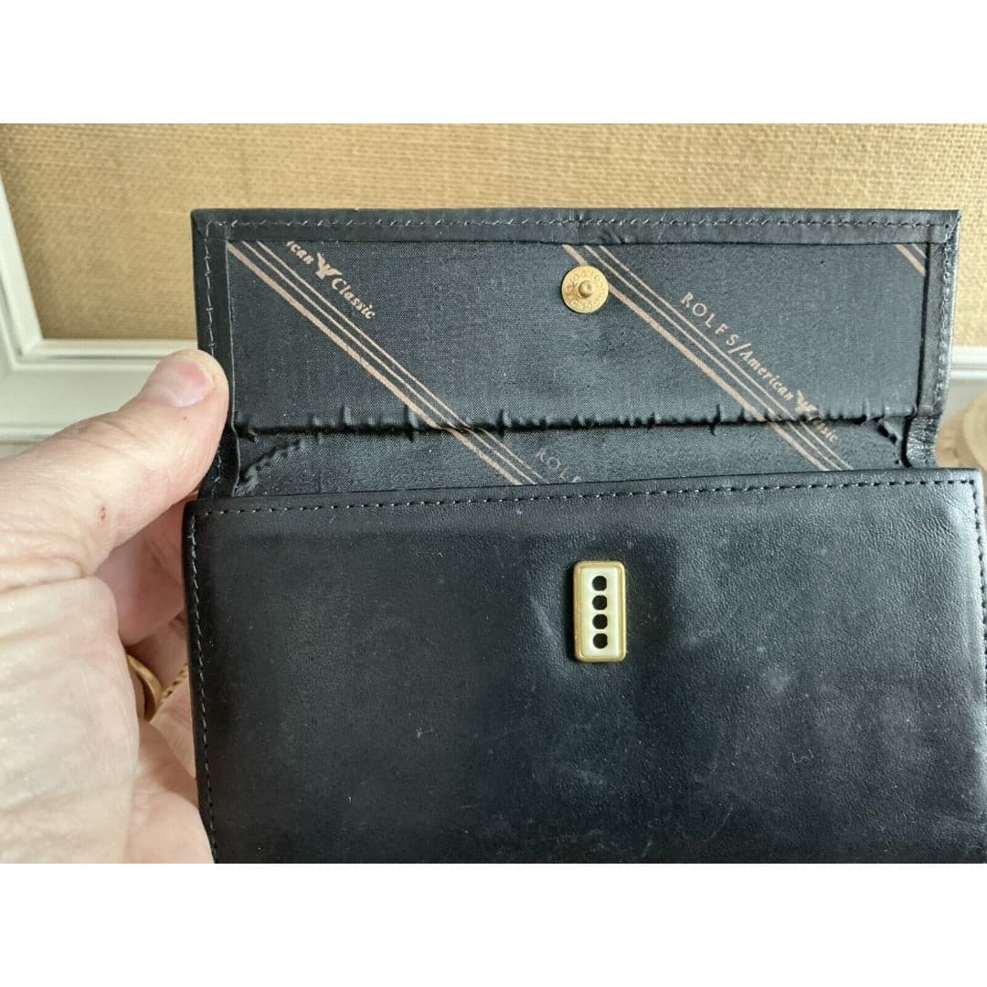 Vintage Rolfs Black Wallet Cowhide Leather Wallet - Thumbnail 2