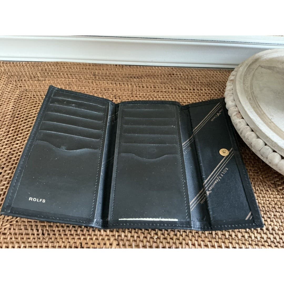 Vintage Rolfs Black Wallet Cowhide Leather Wallet - Thumbnail 4