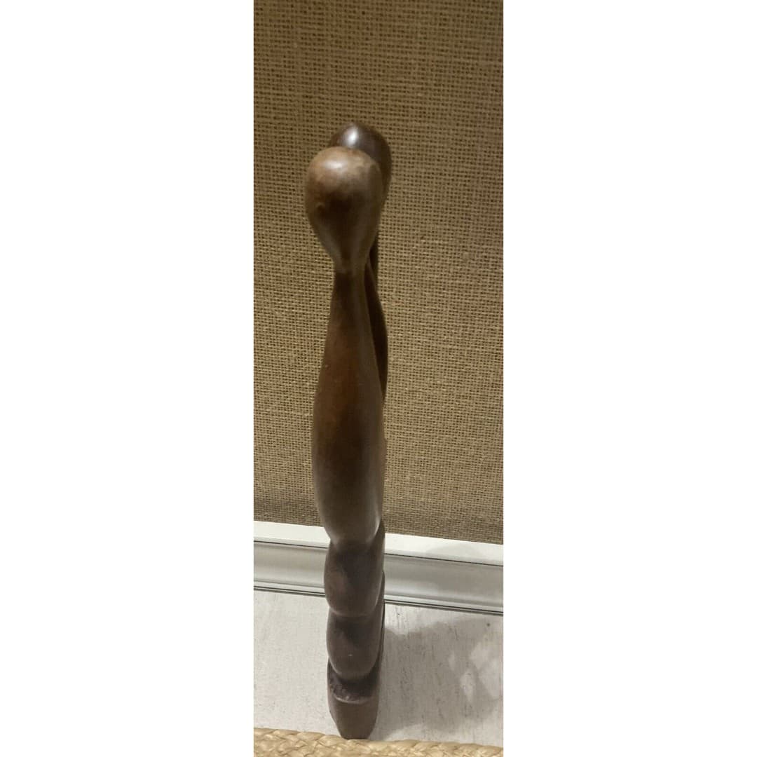Ebony Carved Wood Kissing Lovers Sculpture Art Valentine's Day Wedding Gift - Thumbnail 3