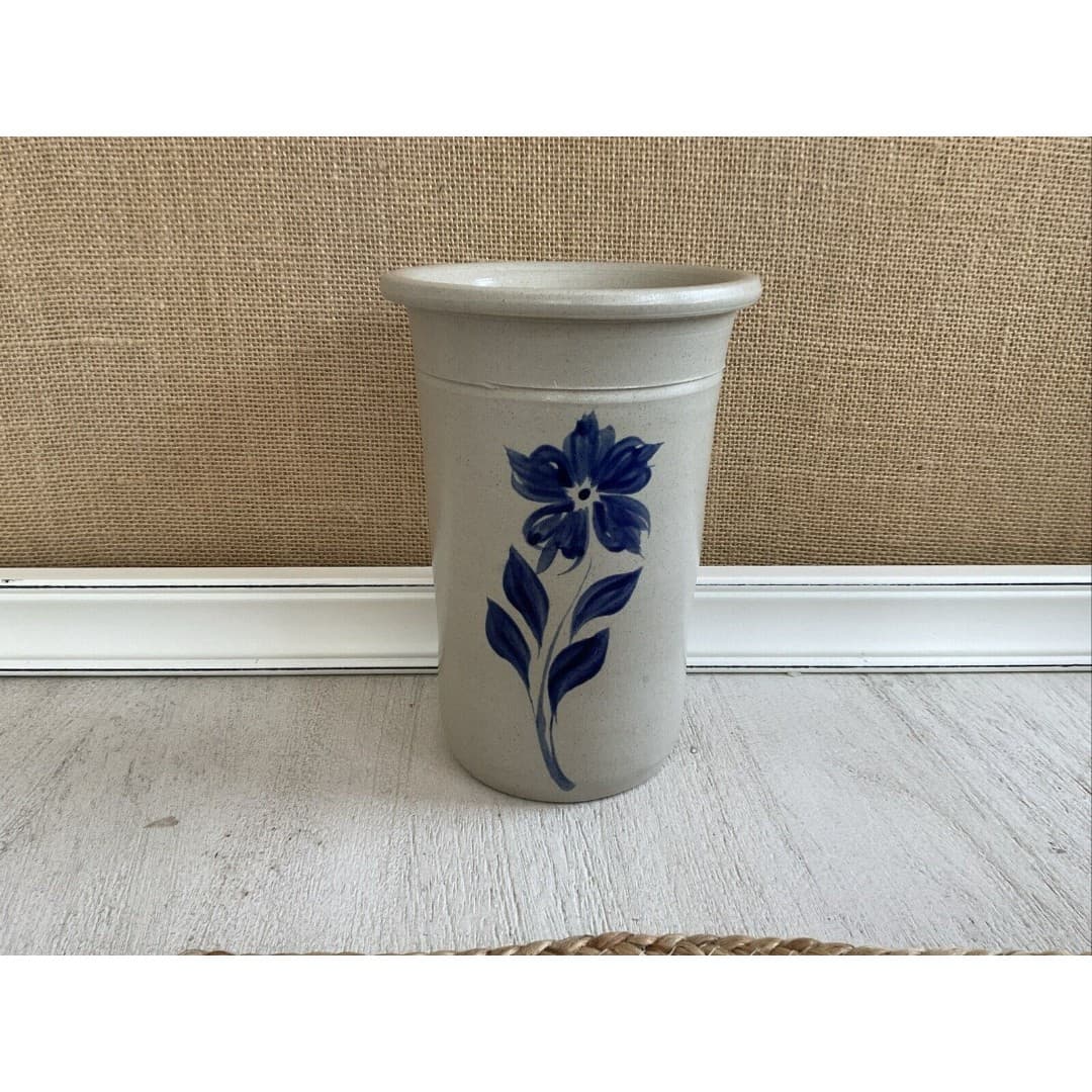 WPF Williamsburg Pottery Factory Ceramic Stoneware Salt Glaze Crock 7”