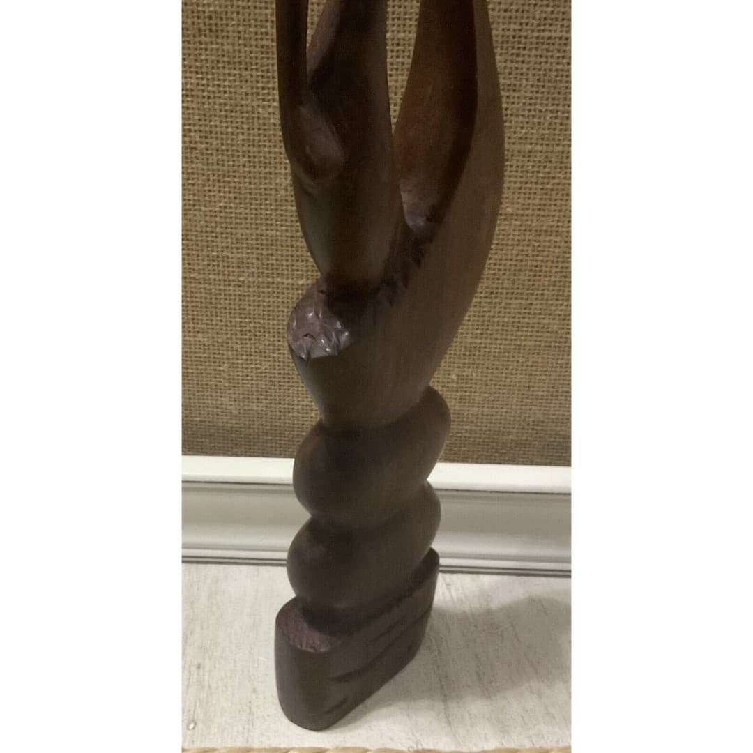 Ebony Carved Wood Kissing Lovers Sculpture Art Valentine's Day Wedding Gift - Thumbnail 7