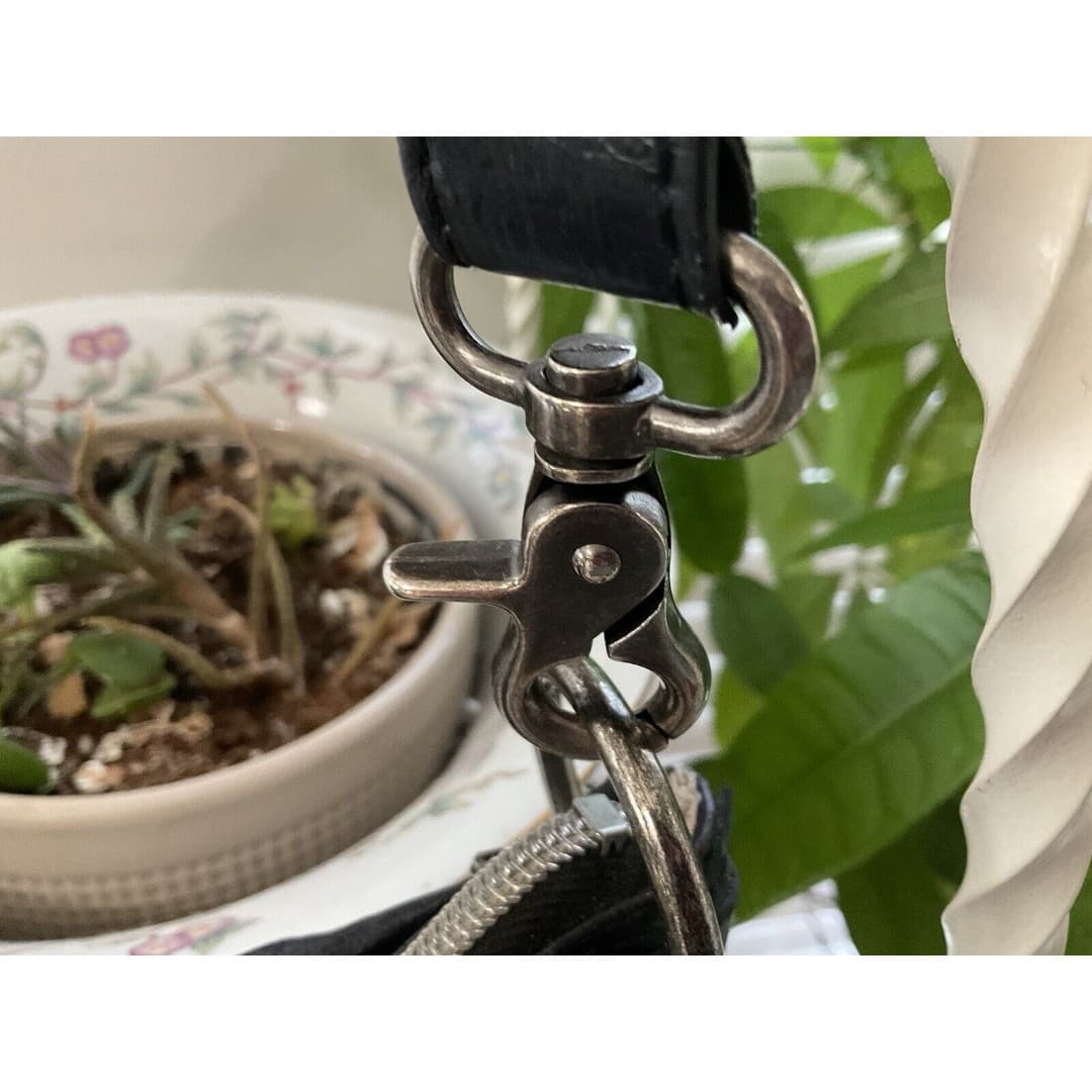 The Sak Black Leather Silver Gunmetal Purse Shoulder Black Strap - Thumbnail 7