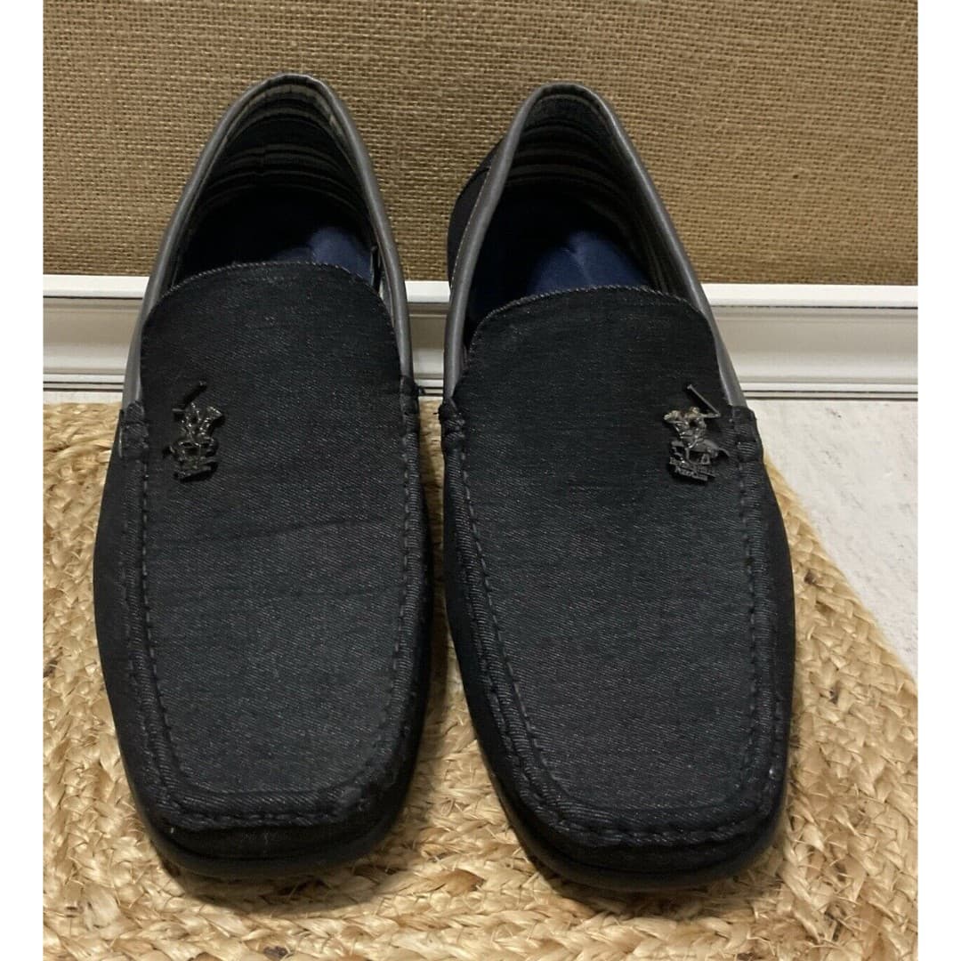 Beverly Hills Polo Club Edwin Black Denim Driving Loafers Mens Size 13