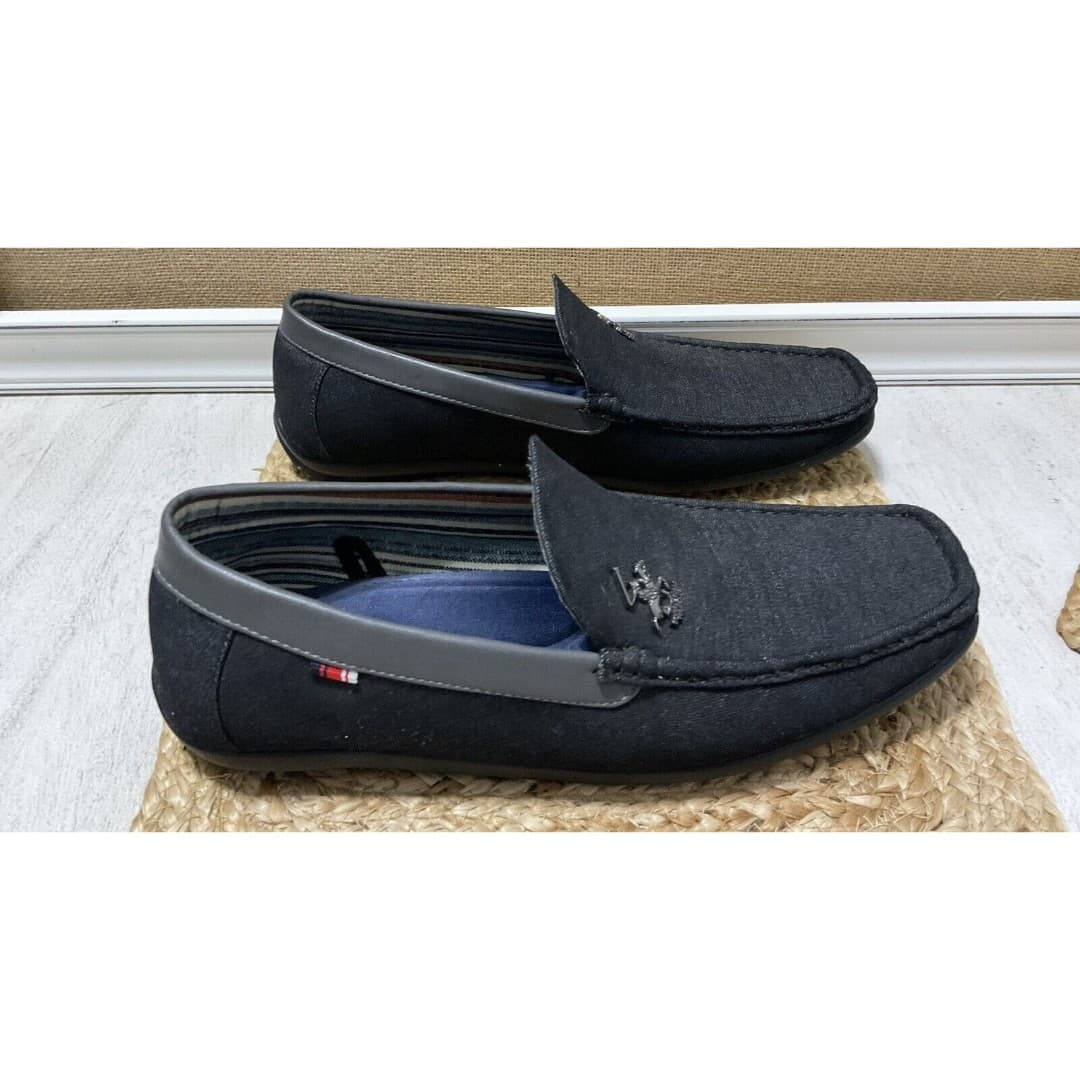 Beverly Hills Polo Club Edwin Black Denim Driving Loafers Mens Size 13 - Thumbnail 4