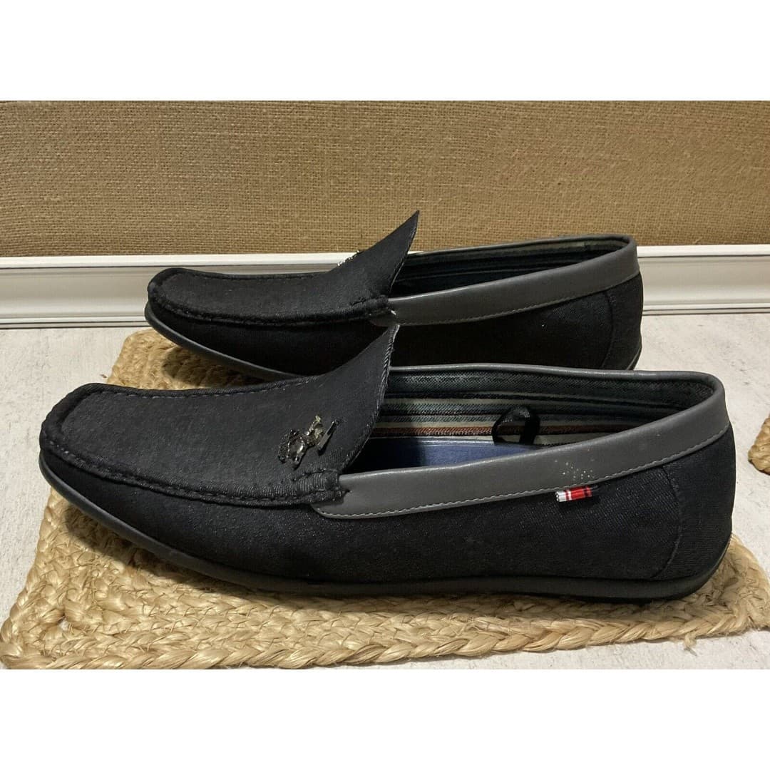 Beverly Hills Polo Club Edwin Black Denim Driving Loafers Mens Size 13 - Thumbnail 6