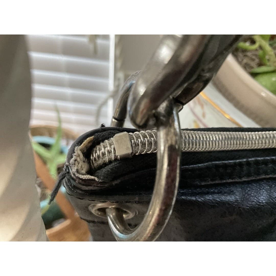 The Sak Black Leather Silver Gunmetal Purse Shoulder Black Strap - Thumbnail 10