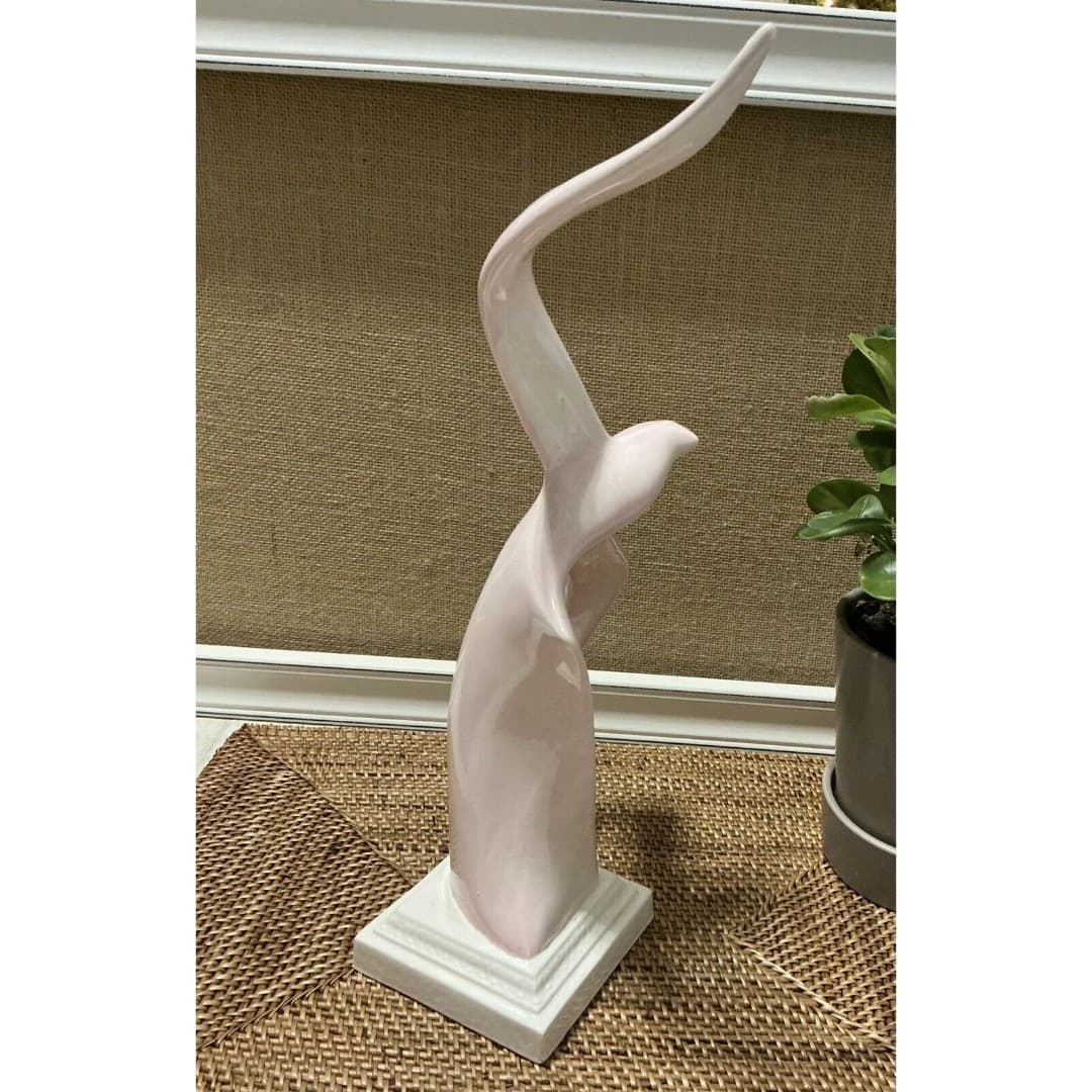 MCM Bird In Flight Porcelain Pink Gull Sculpture Figurine base 16” - Thumbnail 5