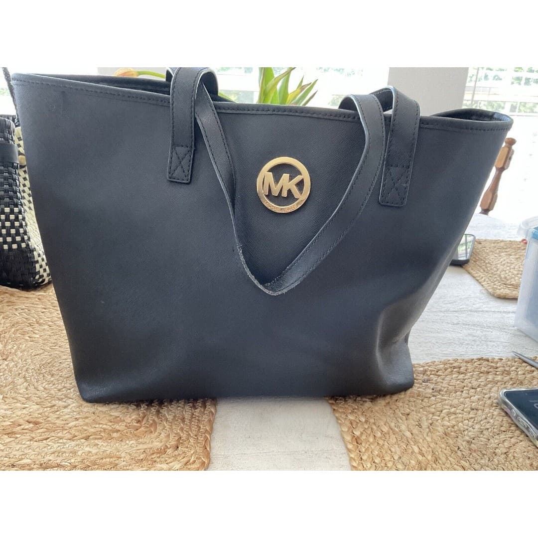 MICHAEL KORS LARGE SIGNATURE BLACK SHOULDER TOTE BAG PURSE HANDBAG - Thumbnail 3