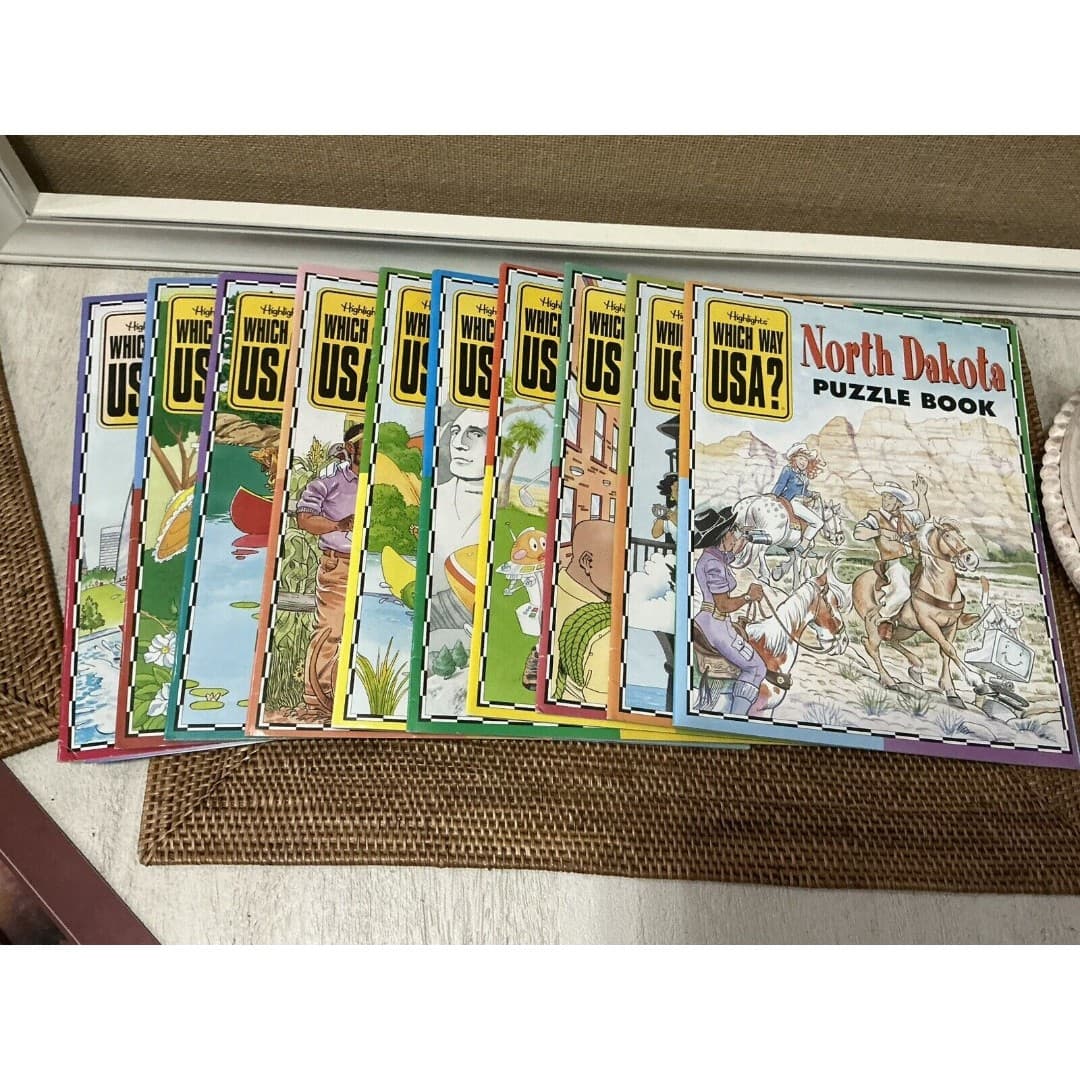 Highlights Which Way USA State Puzzle Activity Books Lot Of 10