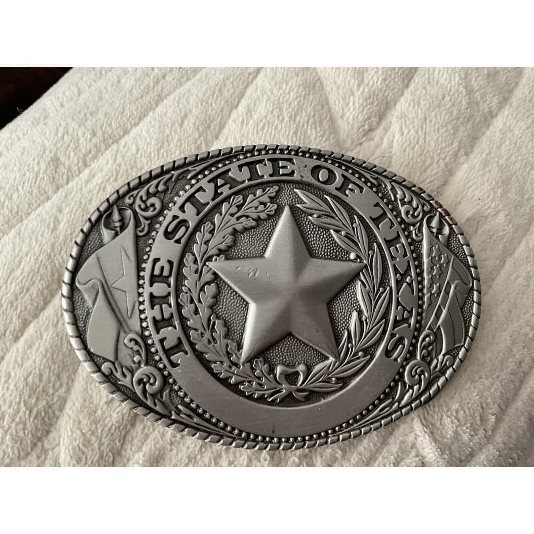 Vintage Metal The State of Texas Star Flags Large Belt Buckle Silver Tone USA - Thumbnail 6