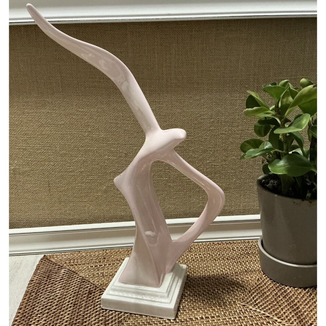 MCM Bird In Flight Porcelain Pink Gull Sculpture Figurine base 16” - Thumbnail 6