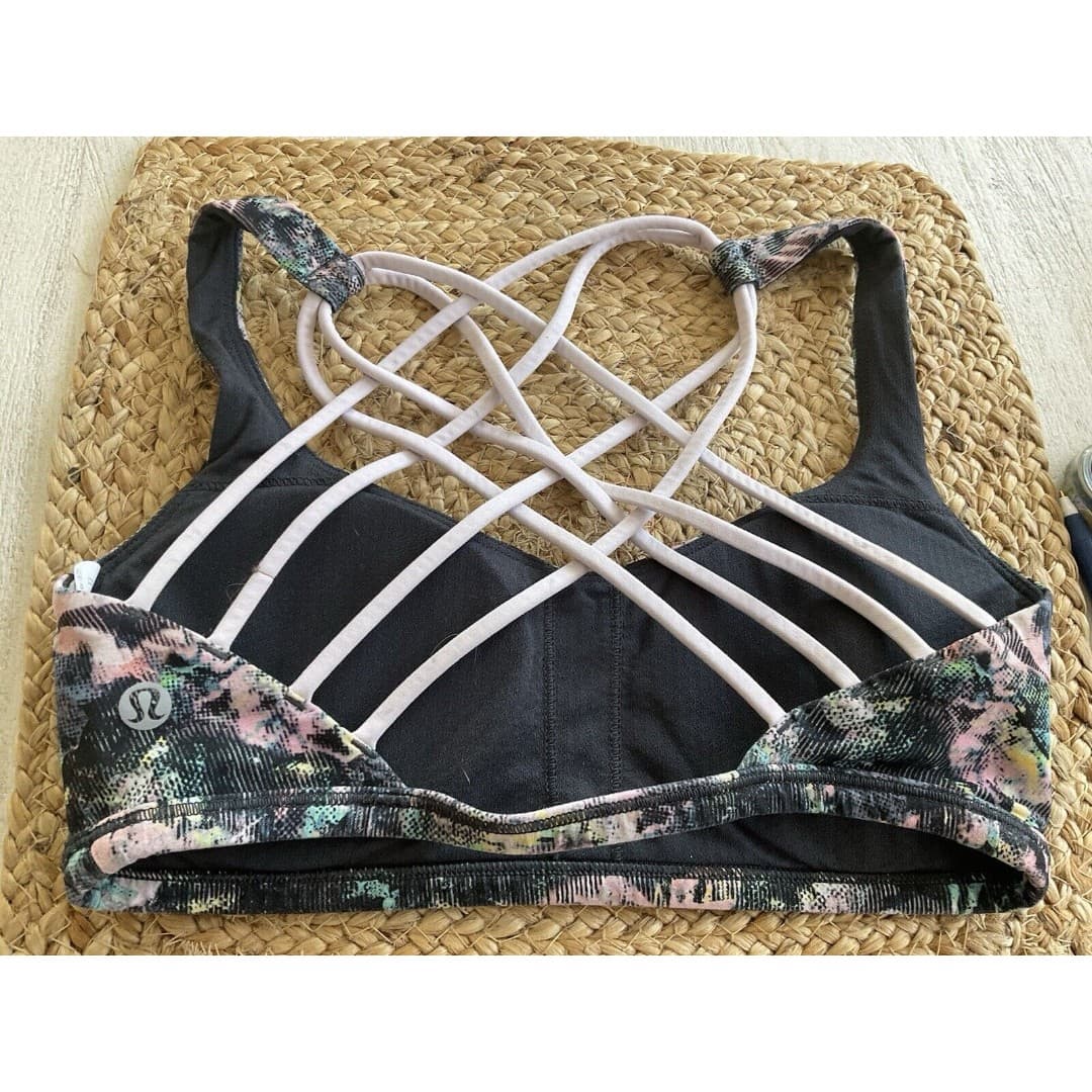 Lululemon Free to Be Sports Bra in Black/Pink/Green Ground Strappy - Size 4 - Thumbnail 2