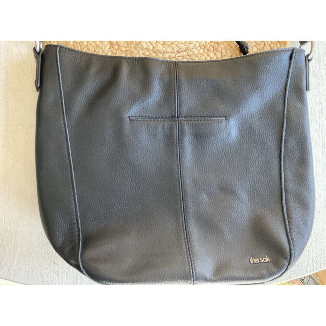The Sak Black Soft Leather Handbag Shoulder Bag Purse Pebbled Leather Medium Bag - Thumbnail 3