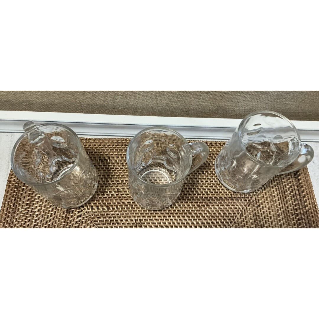 3 PC. Set Vintage Thumbprint Dimple 14 oz Mug - Heavy Glass 5” Tall - Thumbnail 7