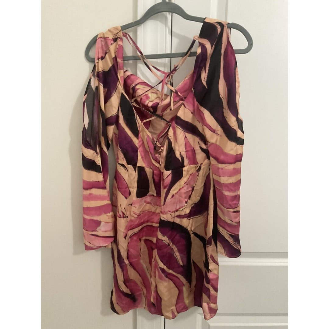 NWT TopShop Sz 6 Pink Dress W/Split Sleeves - Thumbnail 2