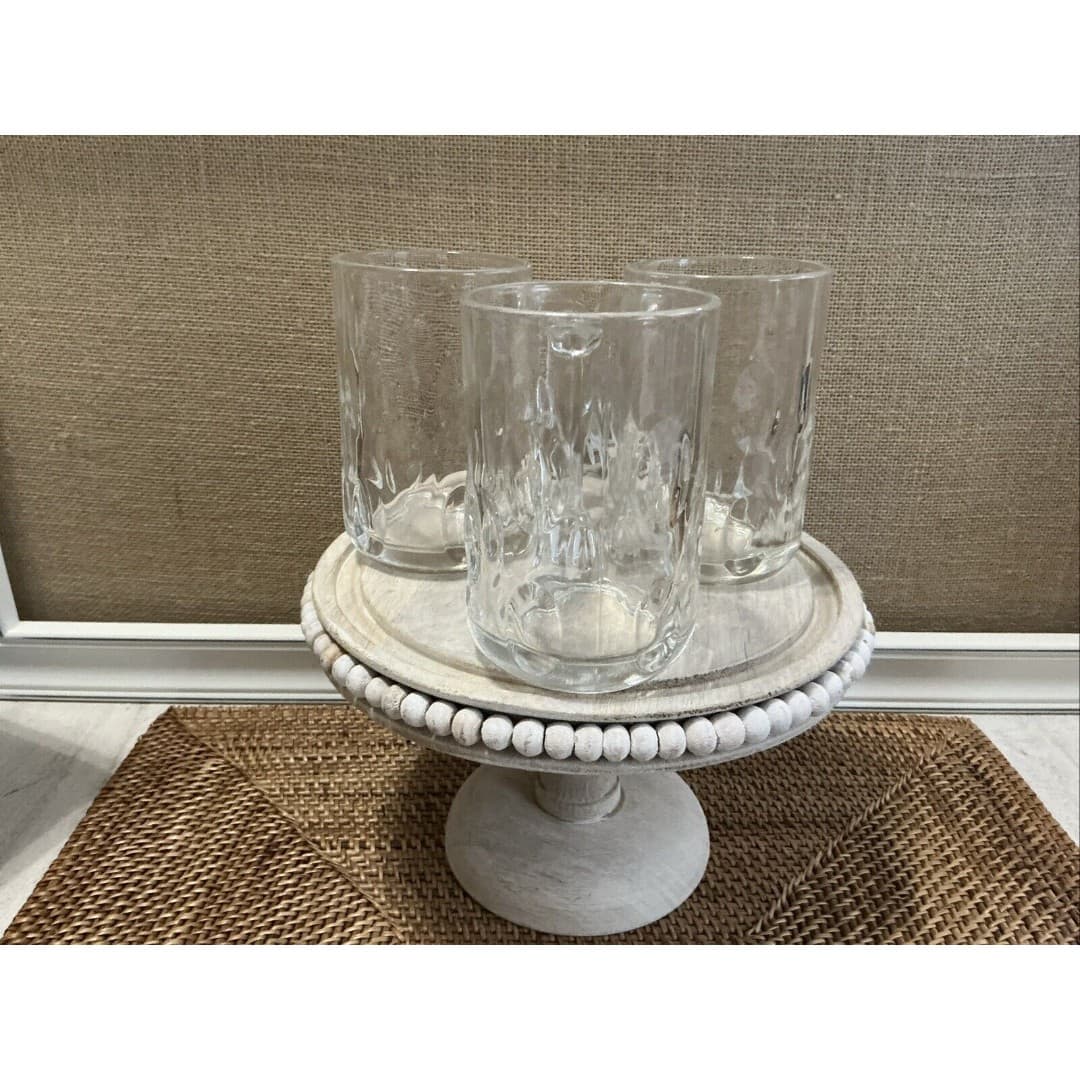 3 PC. Set Vintage Thumbprint Dimple 14 oz Mug - Heavy Glass 5” Tall - Thumbnail 2