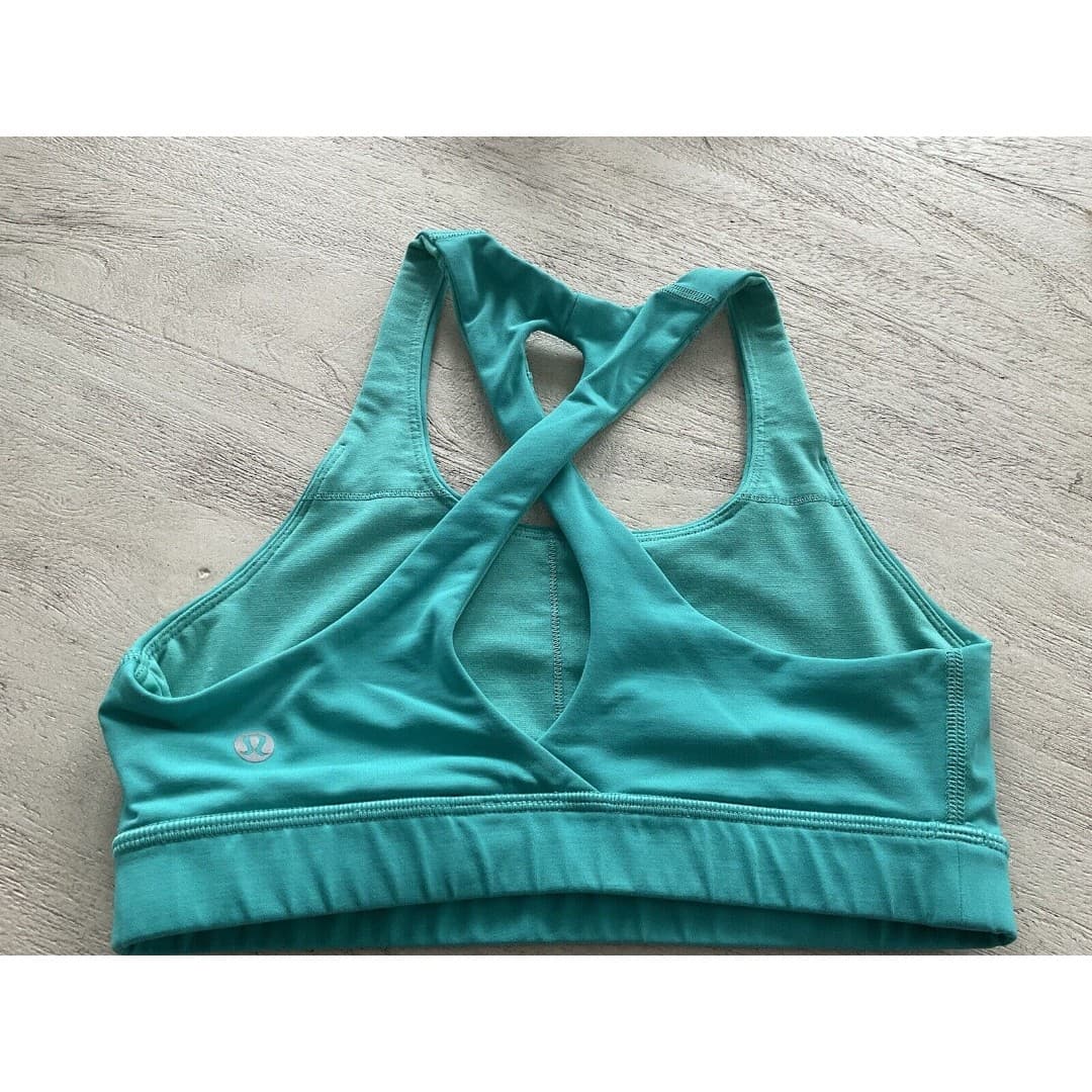 Lululemon Time to Sweat Cross Back Straps Teal Sports Bra Top Size 4 - Thumbnail 2
