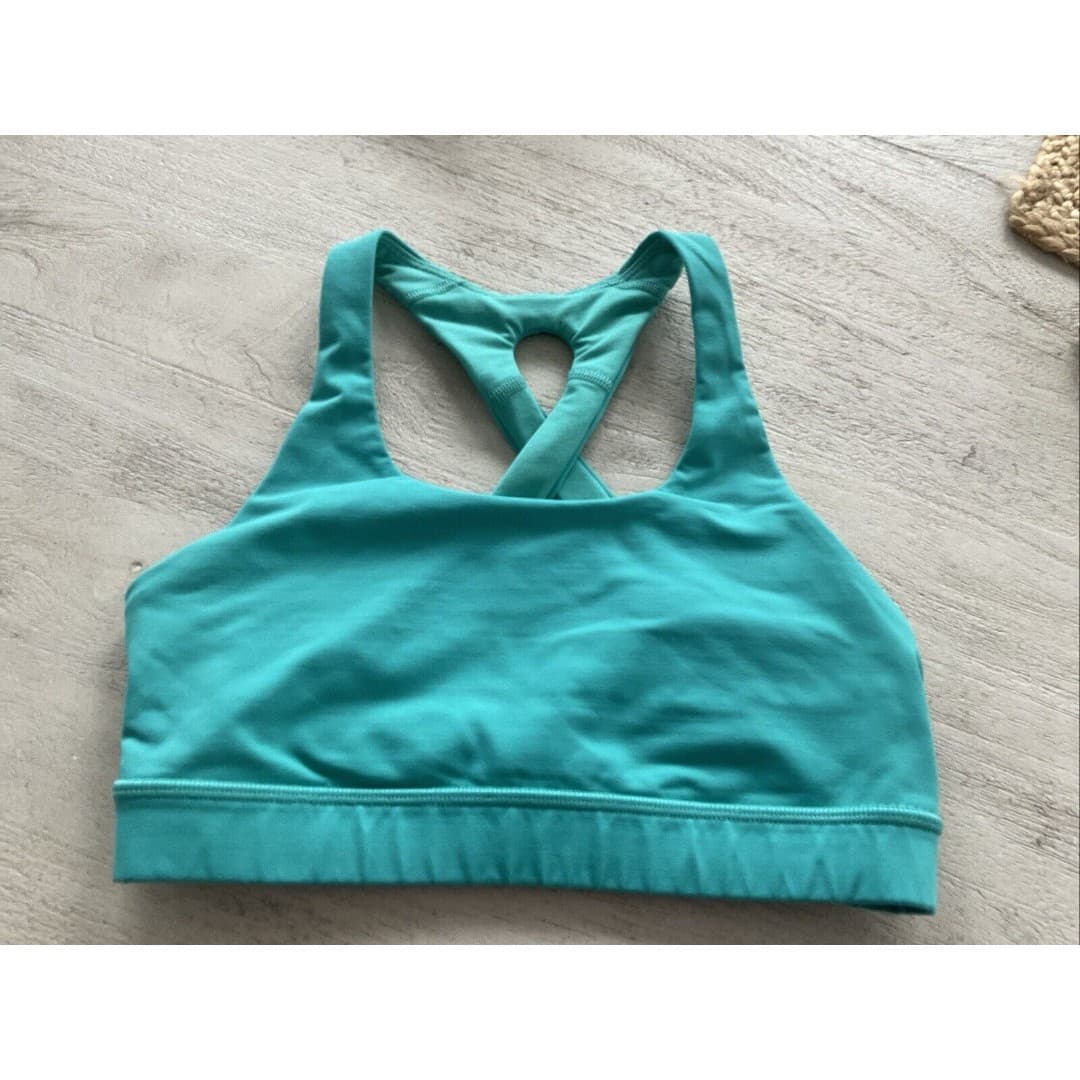Lululemon Time to Sweat Cross Back Straps Teal Sports Bra Top Size 4