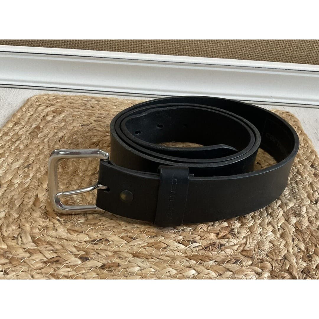 Carhartt 2202 Men's Black Genuine Leather Silver Buckle Belt; Size 42 - Thumbnail 2