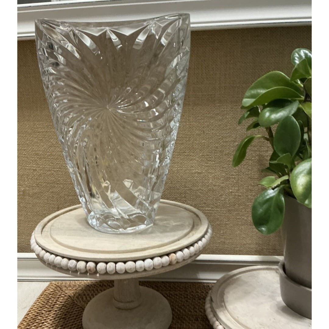 Vintage STUDIO NOVA V Shape Designed Vase Heavy Crystal Ball Weighted Base