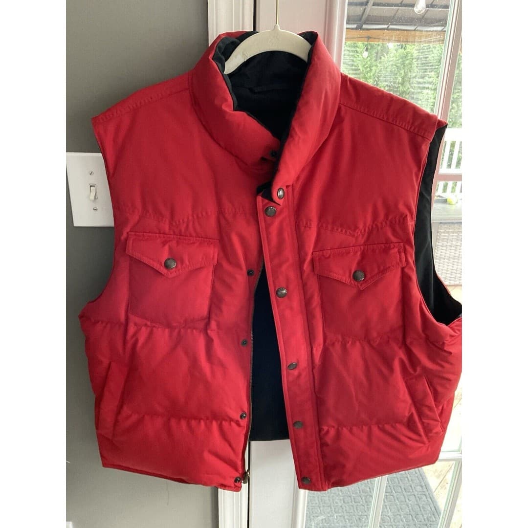 Vintage Polo Ralph Lauren Reversible Western Puffer Red & Black Down Vest XXL